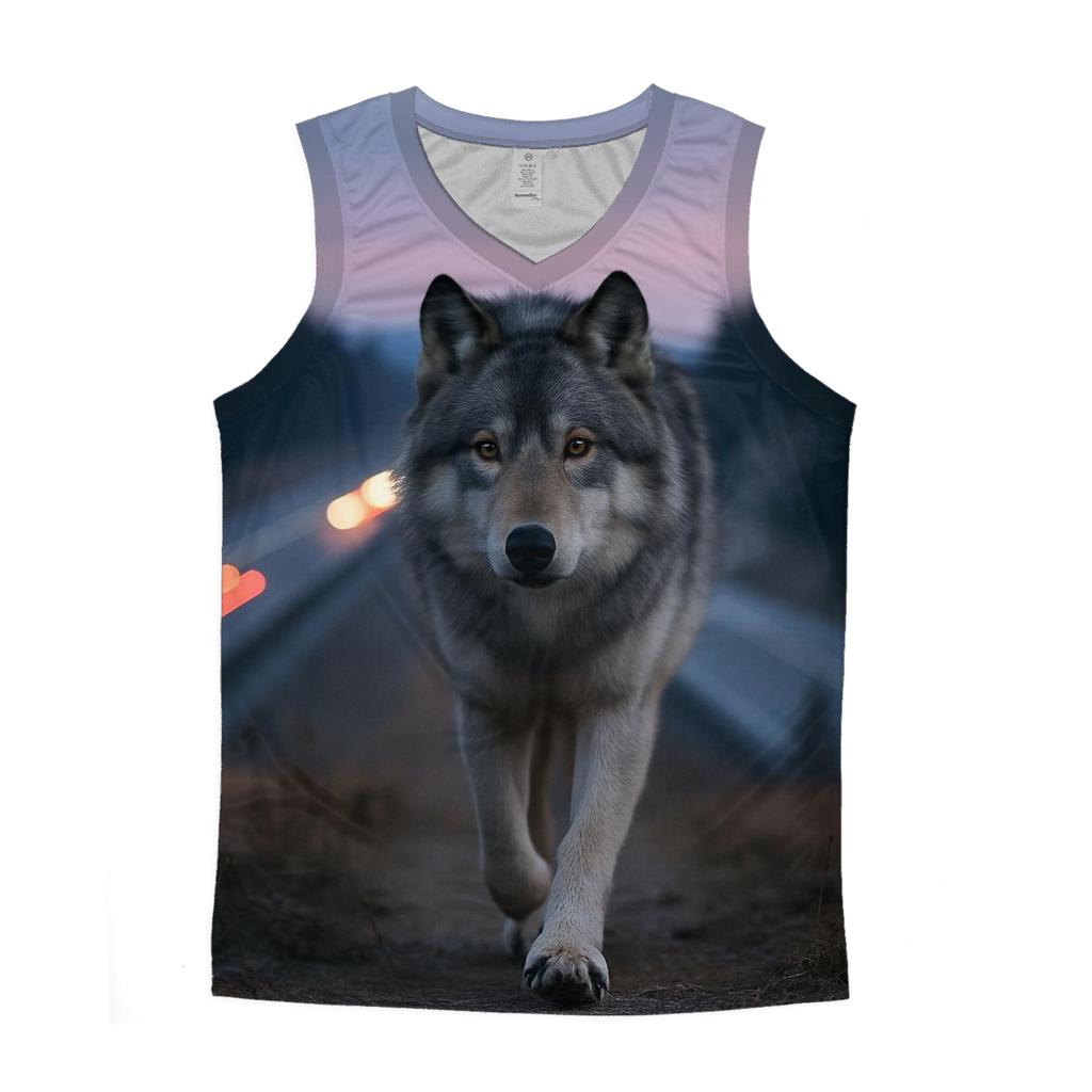 Wolf On The Wildlife Overpass At Banff custom tank tops