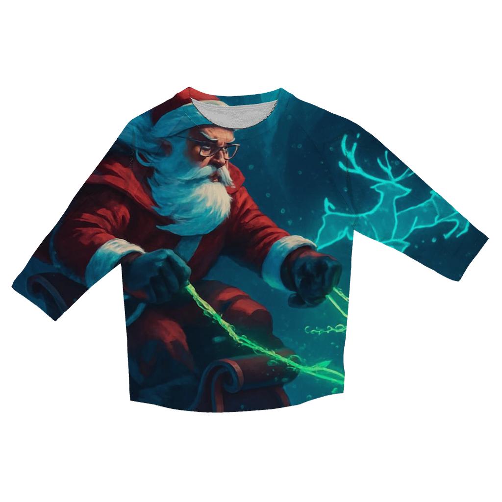 Midnight Reef Sleigh Santa trendy 3/4 sleeve tops
