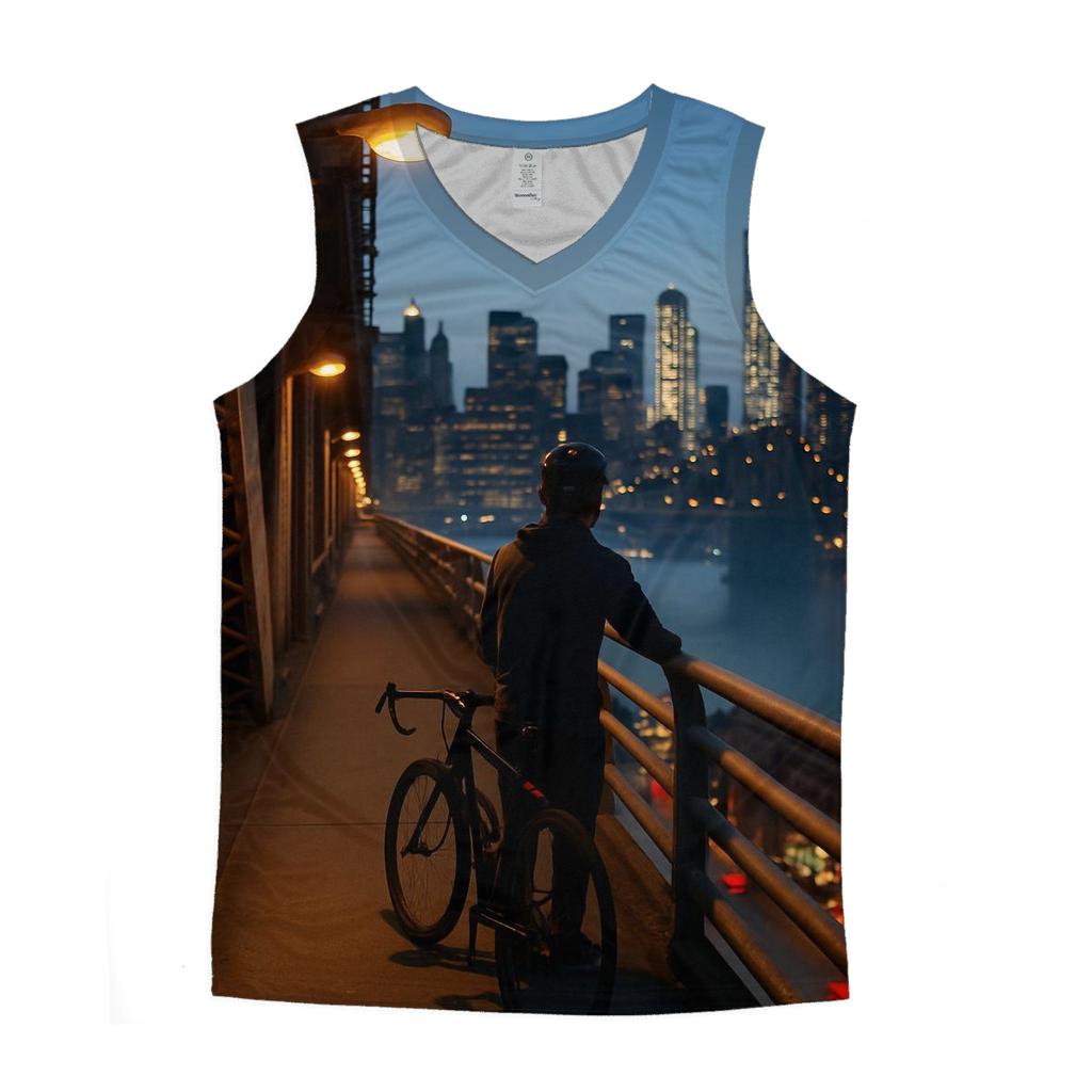 Blue Hour On The Manhattan Bridge Walkway stylish racerback tanks