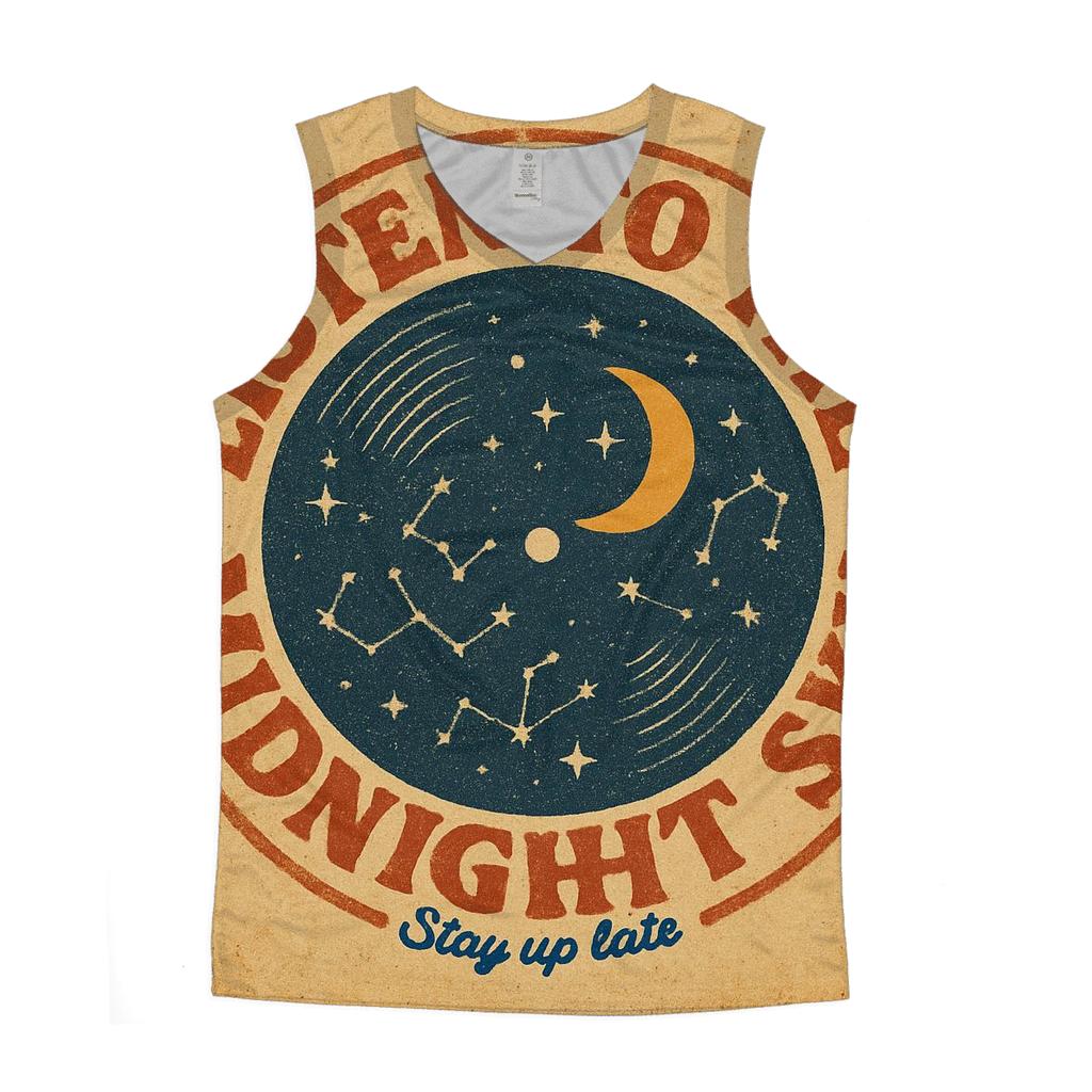 Distressed Seventies Stargazer Record Shop Badge custom tank tops