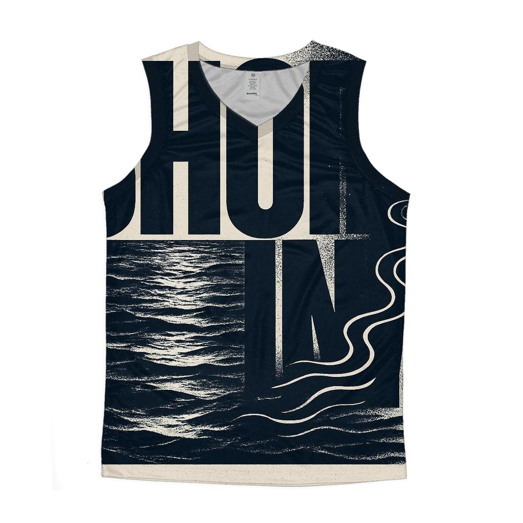 Lunar Tide Typography Wave cotton sleeveless tops