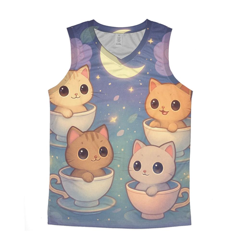 Moonlit Teacup Kitten Carousel casual summer tank tops