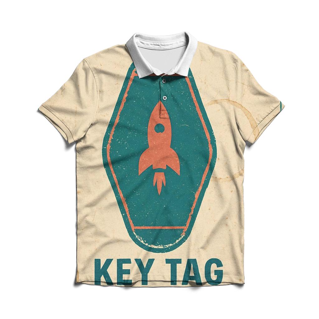 Faded Space Age Motel Key Tag Poster stylish collar polo tees