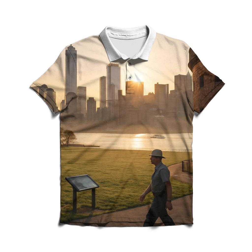 First Light From Governors Island Parade Ground embroidered polo tops