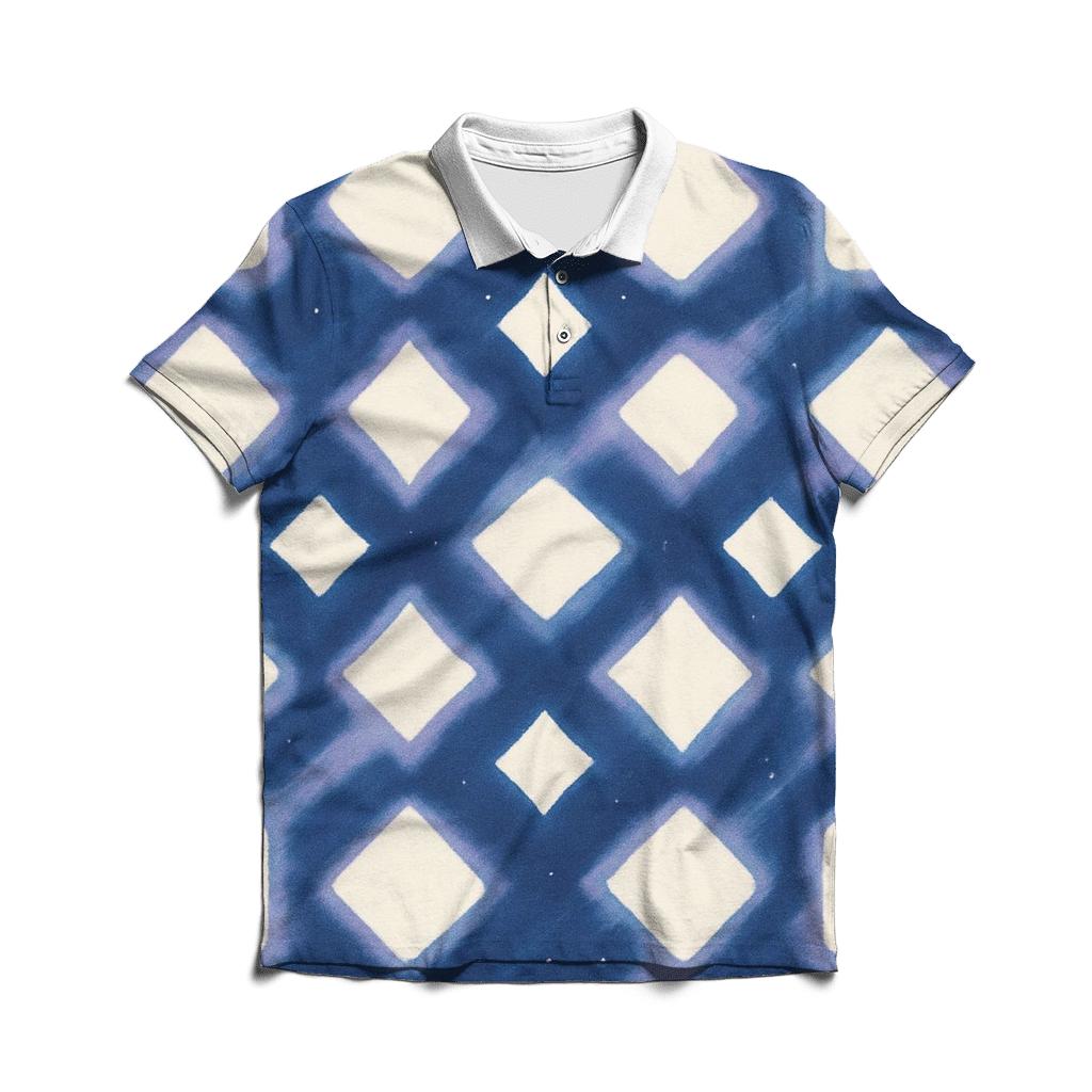 Itajime Lunar Grid With Comet Wash premium cotton polo shirts