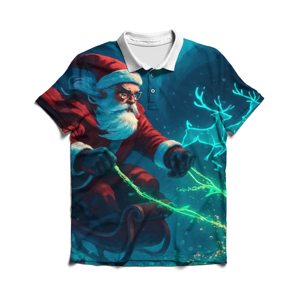 Midnight Reef Sleigh Santa personalized polo shirts