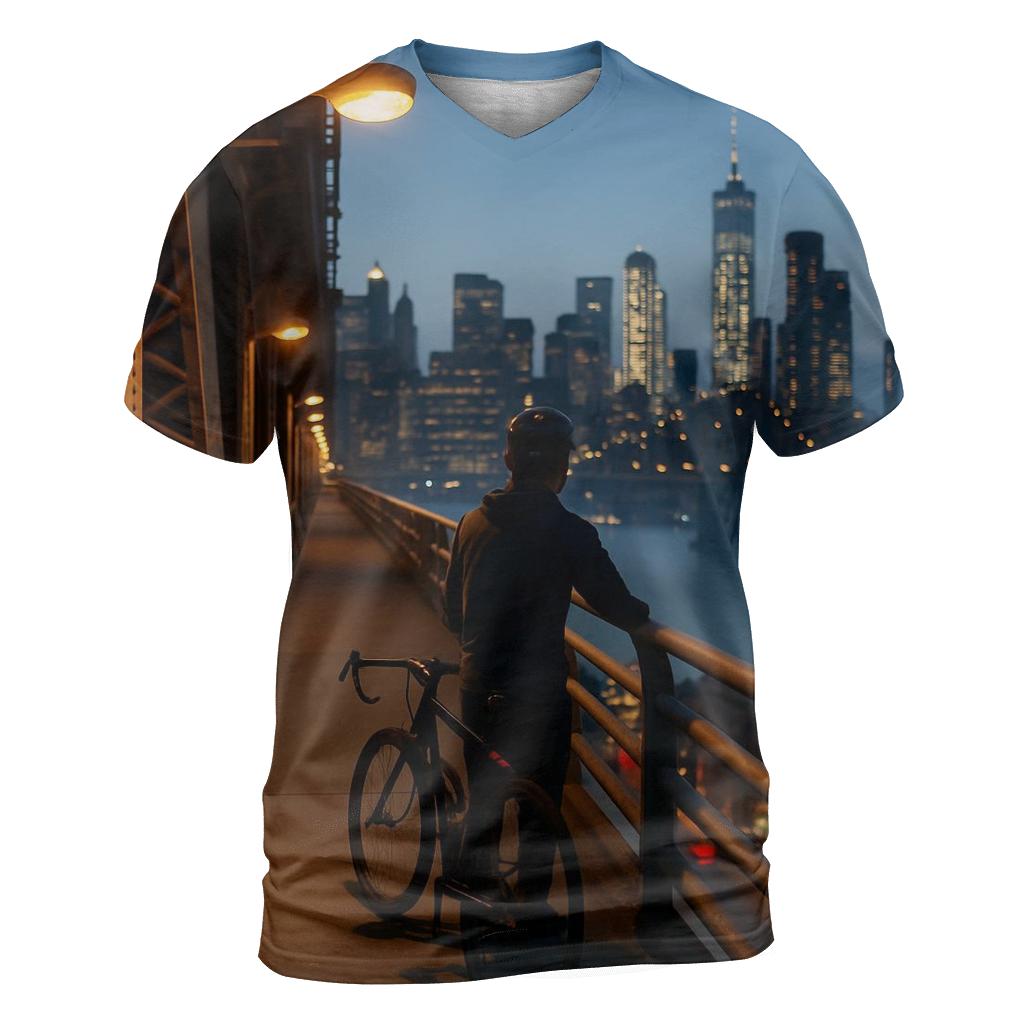 Blue Hour On The Manhattan Bridge Walkway unique graphic print tees