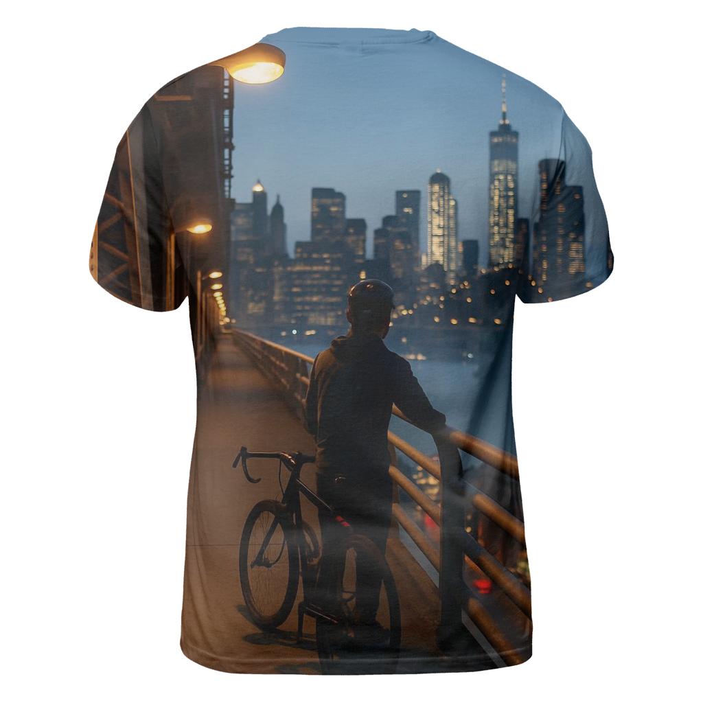 Blue Hour On The Manhattan Bridge Walkway unique graphic print tees