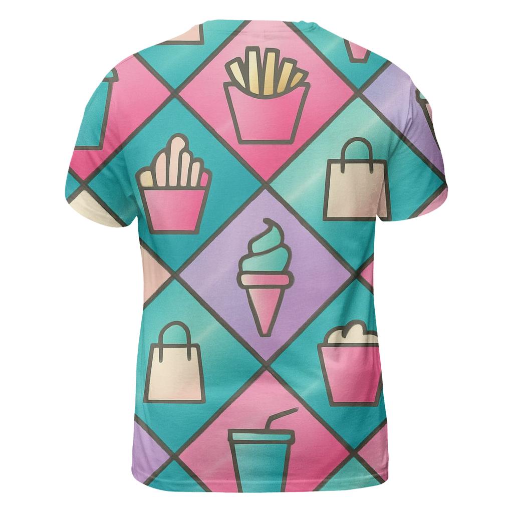Mall Food Court Neon Tiles creative print fashion shirts