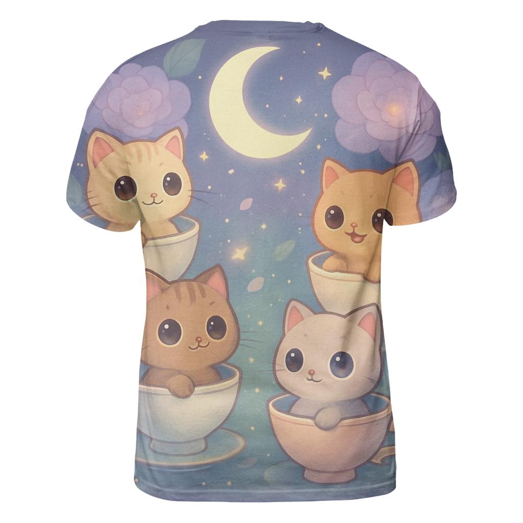 Moonlit Teacup Kitten Carousel statement graphic shirts