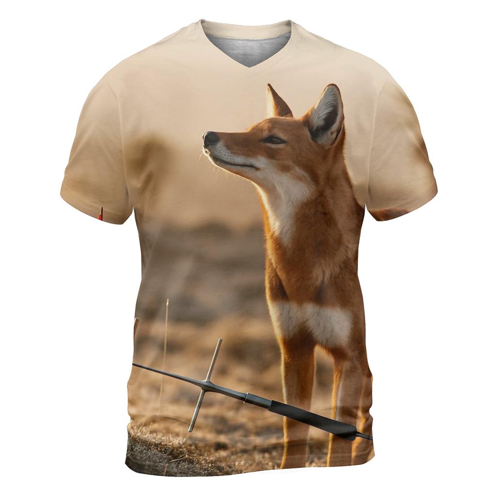 Ethiopian Wolf At The Afroalpine Research Line designer pattern shirts