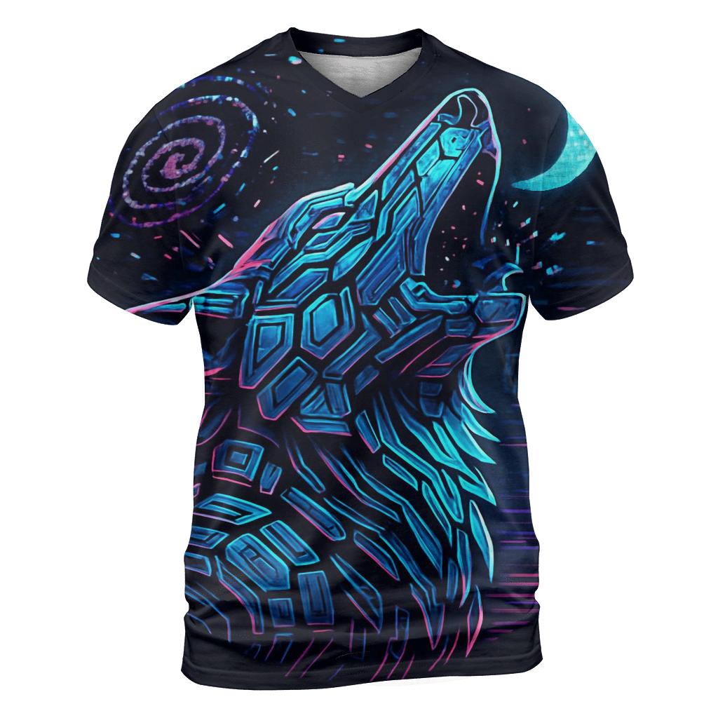 Neon Circuit Howl Wolf Totem custom all-over print shirts