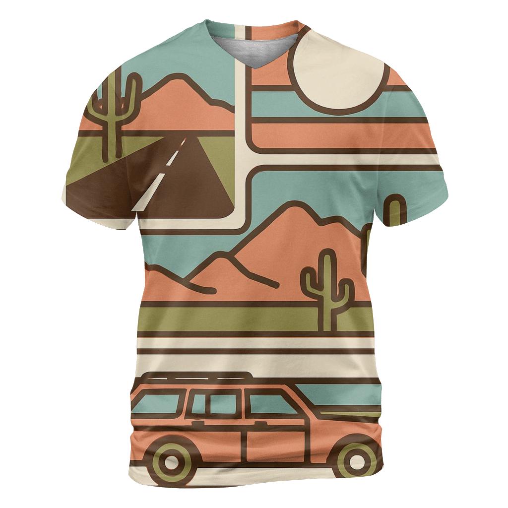 Seventies Road Trip Postcard Panels creative print fashion shirts