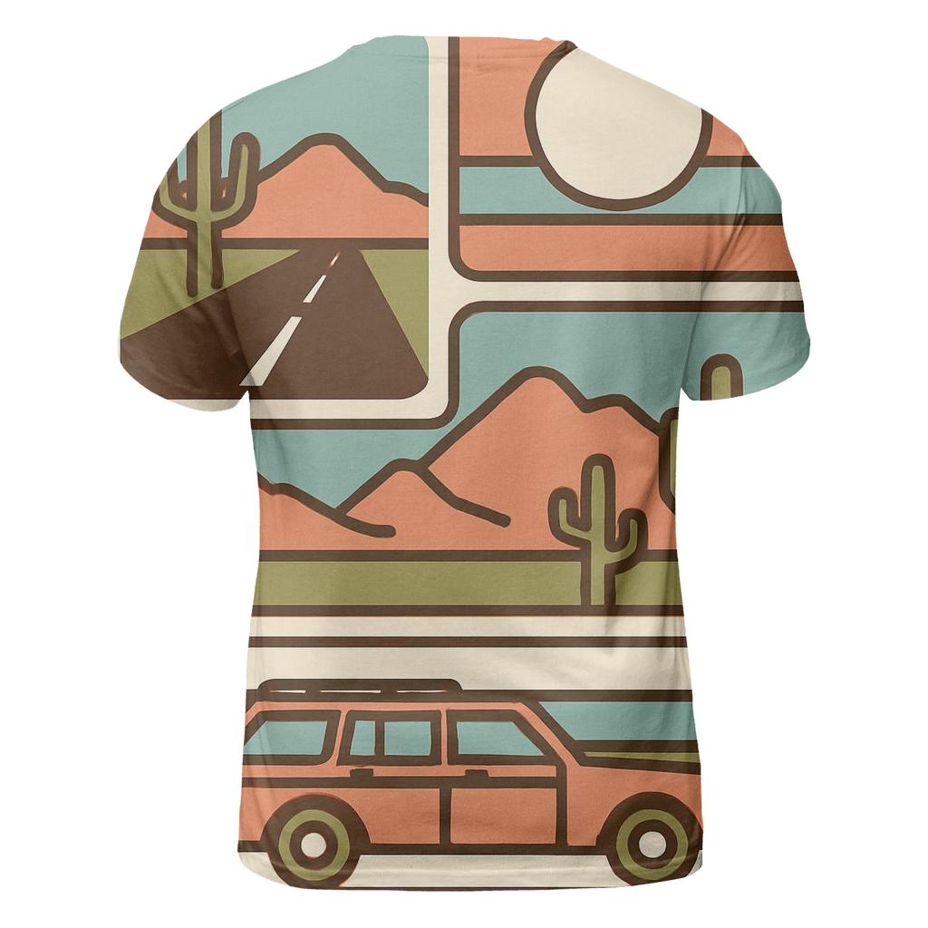 Seventies Road Trip Postcard Panels creative print fashion shirts