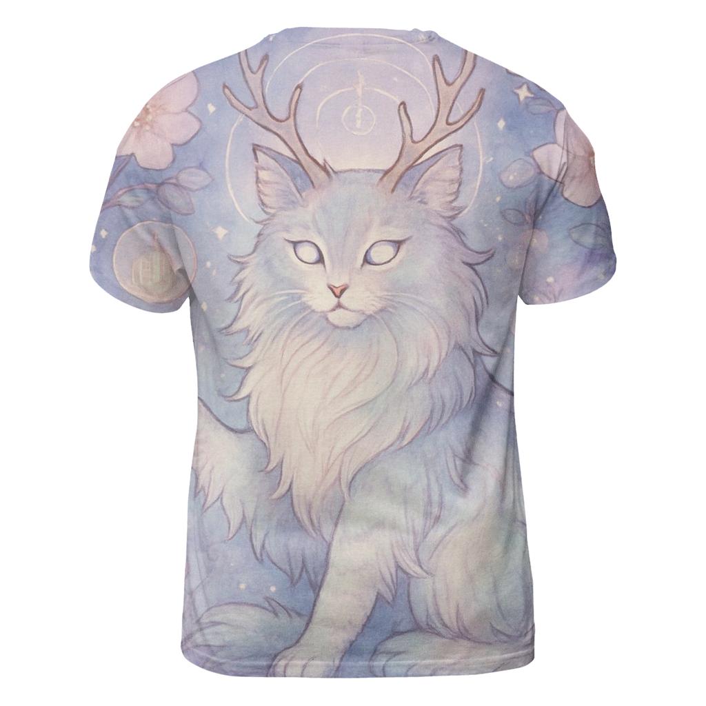 Moonlit Orchard Guardian Cat vibrant all-over design tees