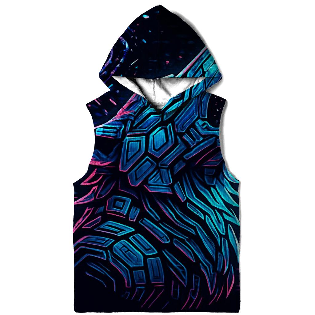 Neon Circuit Howl Wolf Totem designer hoodies