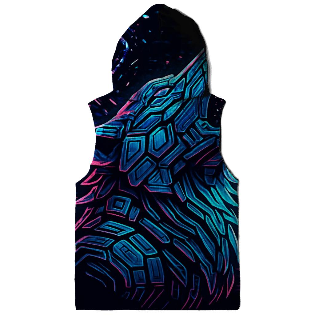 Neon Circuit Howl Wolf Totem designer hoodies