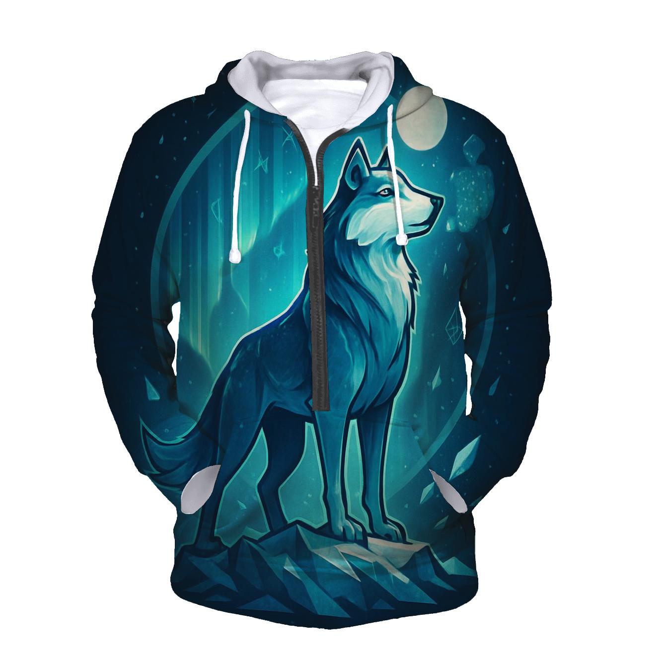 Aurora Frost Sentinel Wolf lightweight hoodies