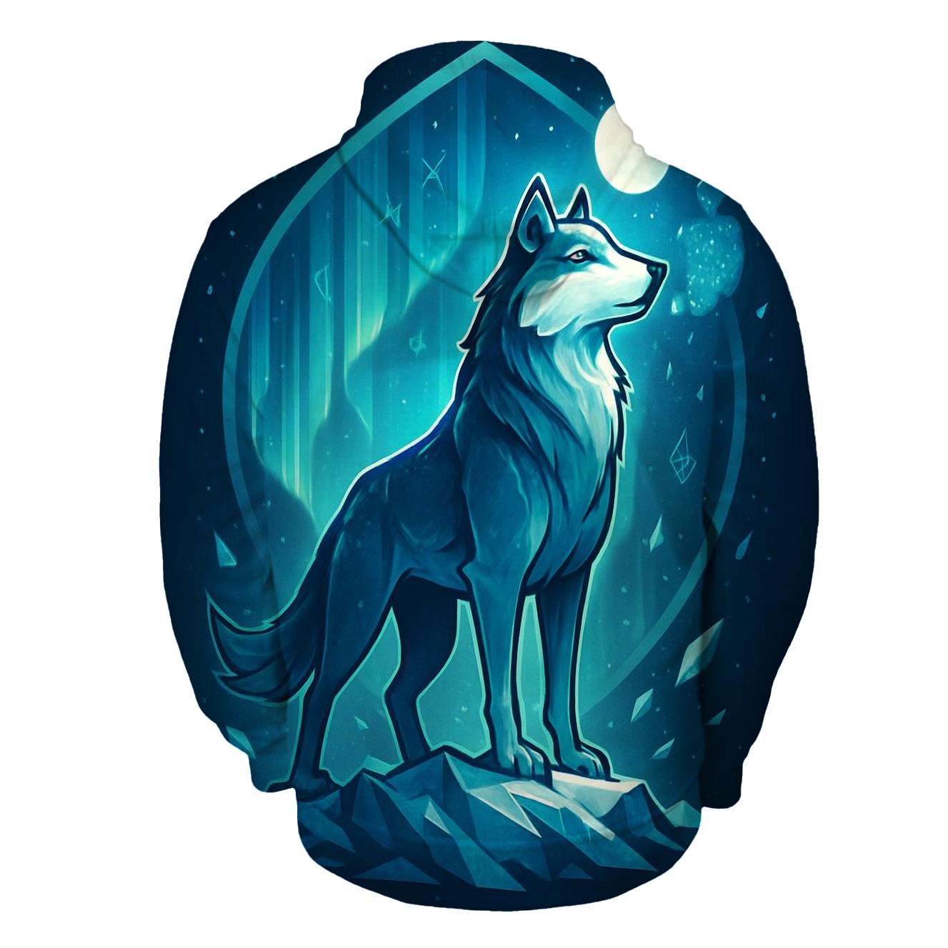 Aurora Frost Sentinel Wolf lightweight hoodies