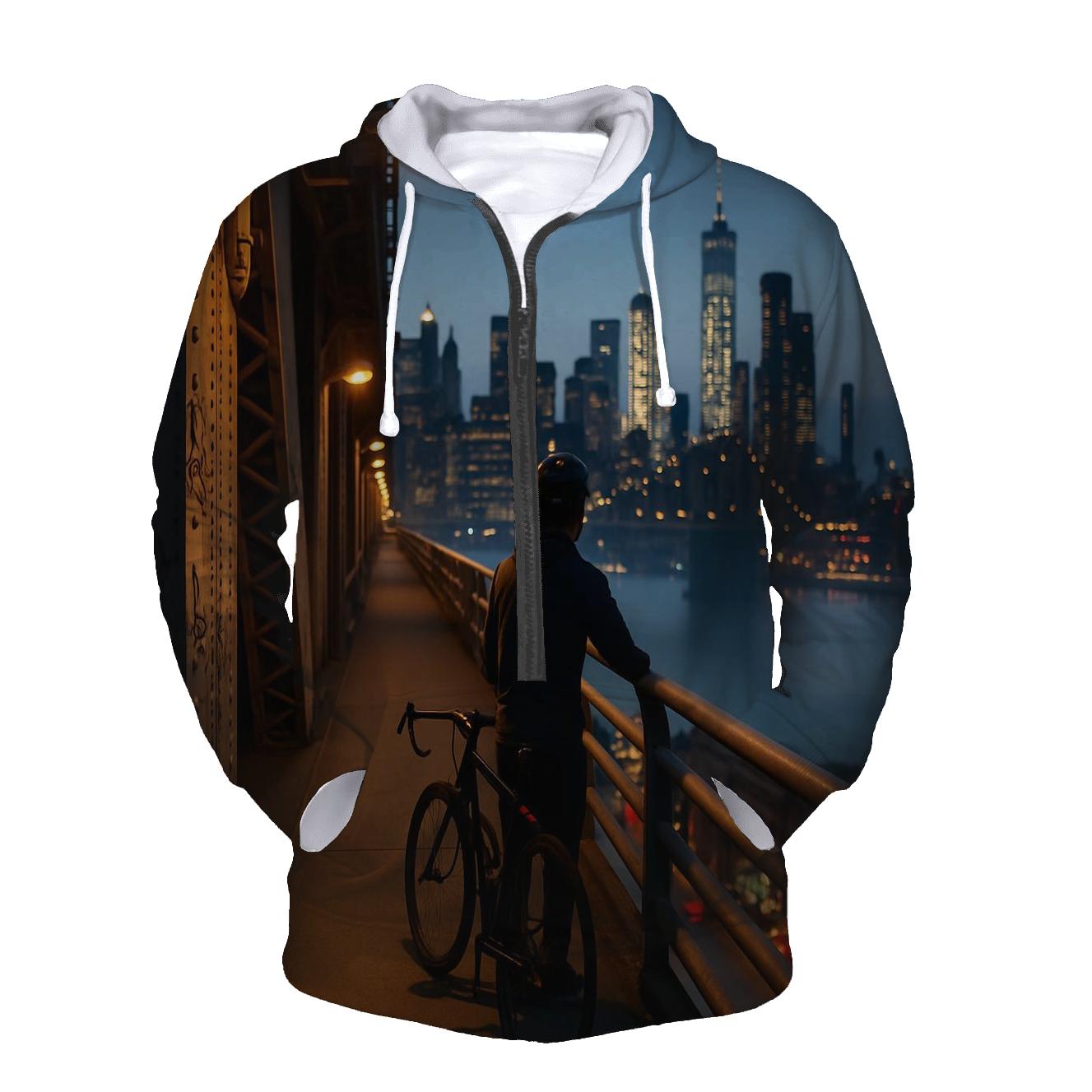 Blue Hour On The Manhattan Bridge Walkway lightweight hoodies