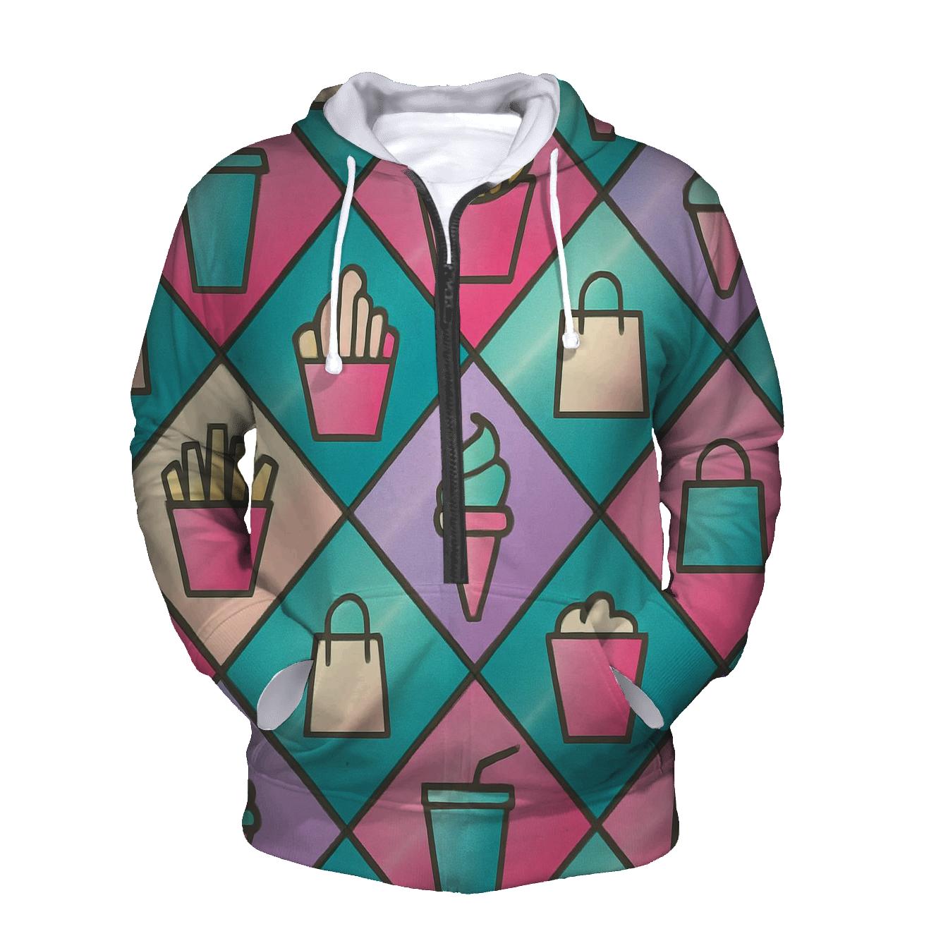 Mall Food Court Neon Tiles lightweight hoodies