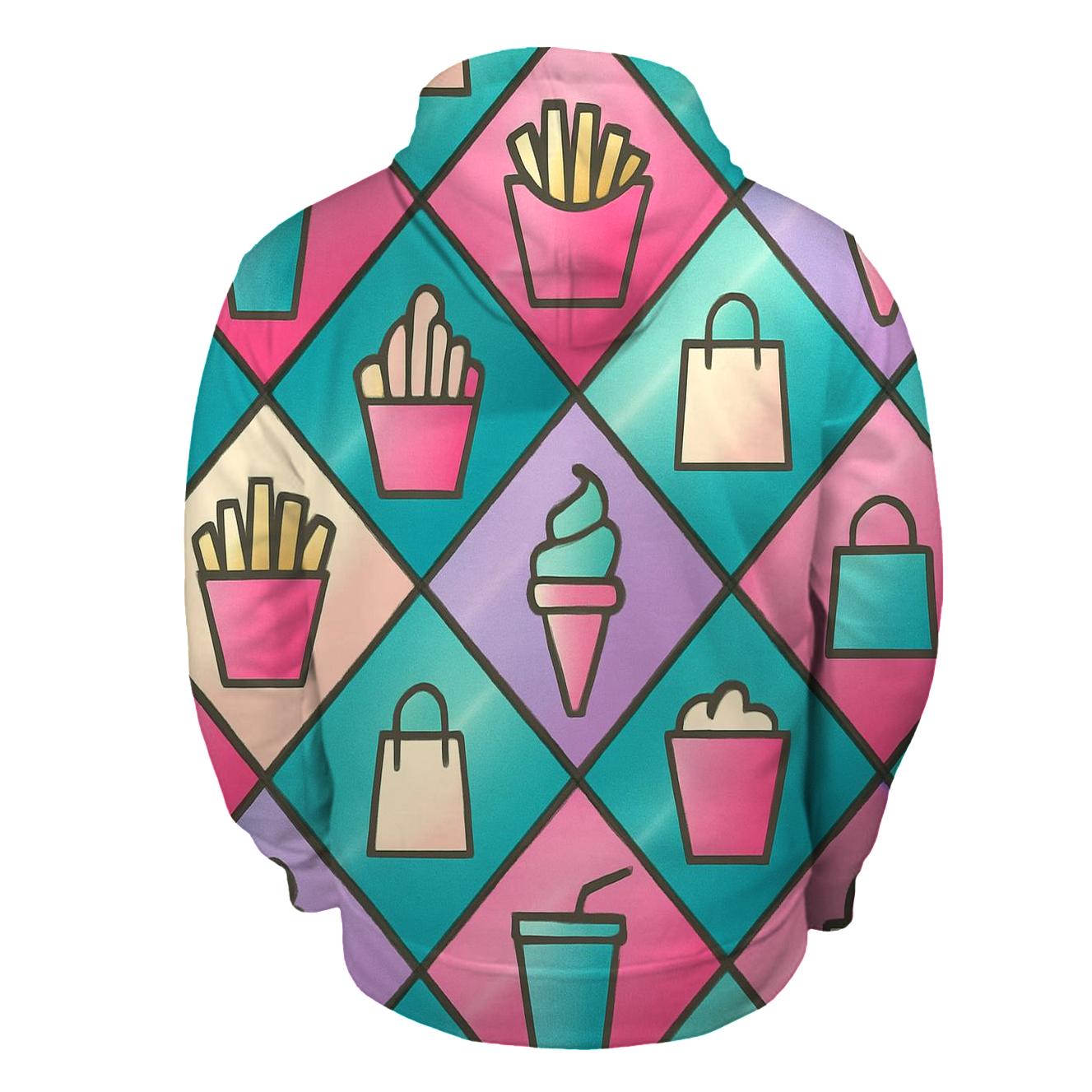 Mall Food Court Neon Tiles lightweight hoodies