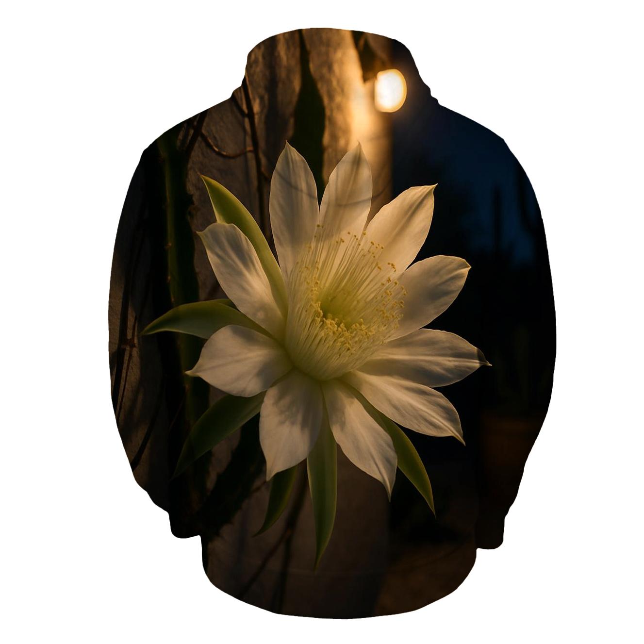 Night Blooming Cereus Opening On A Desert Patio designer hoodies
