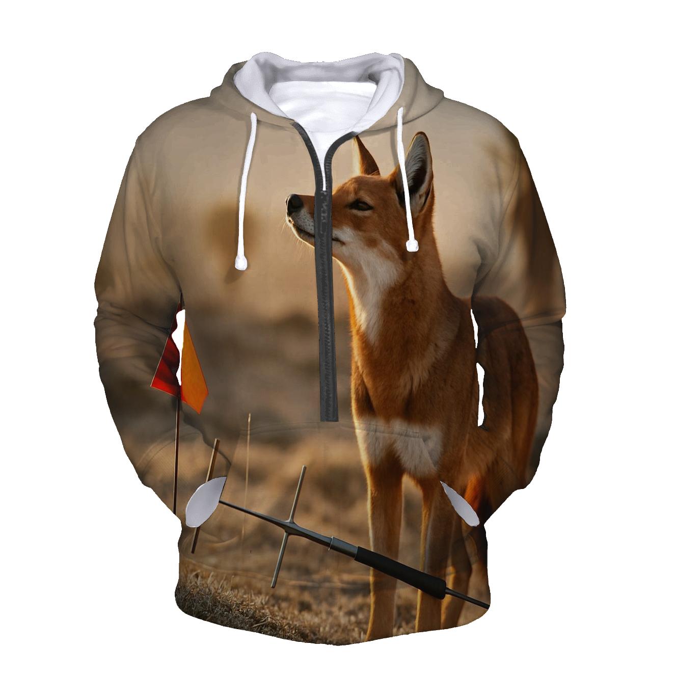 Ethiopian Wolf At The Afroalpine Research Line zip-up hoodies