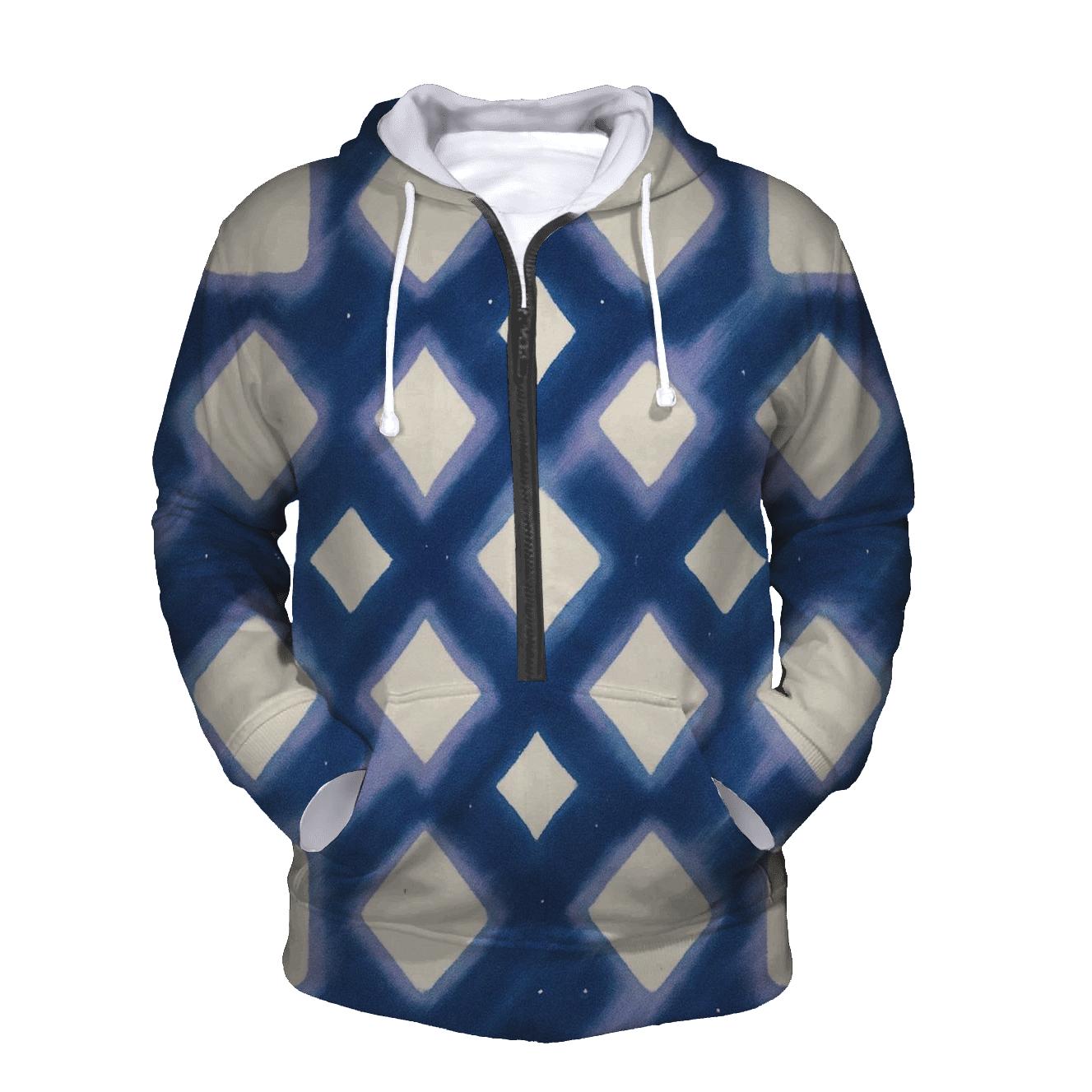 Itajime Lunar Grid With Comet Wash zip-up hoodies
