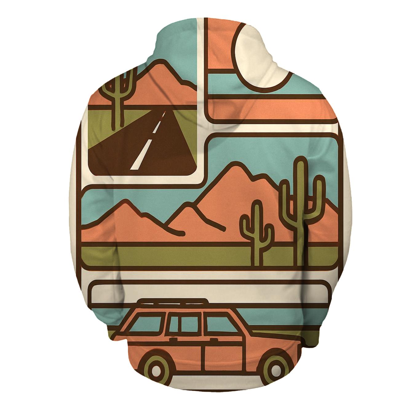 Seventies Road Trip Postcard Panels designer hoodies