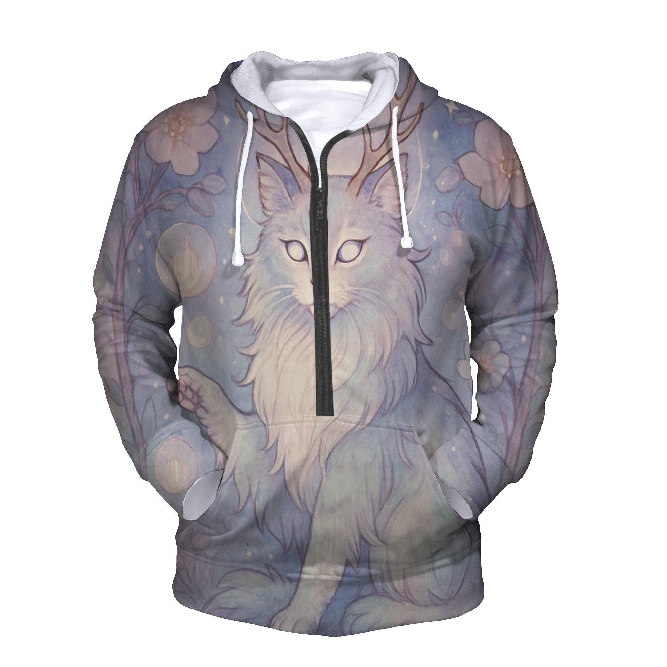 Moonlit Orchard Guardian Cat printed hoodies