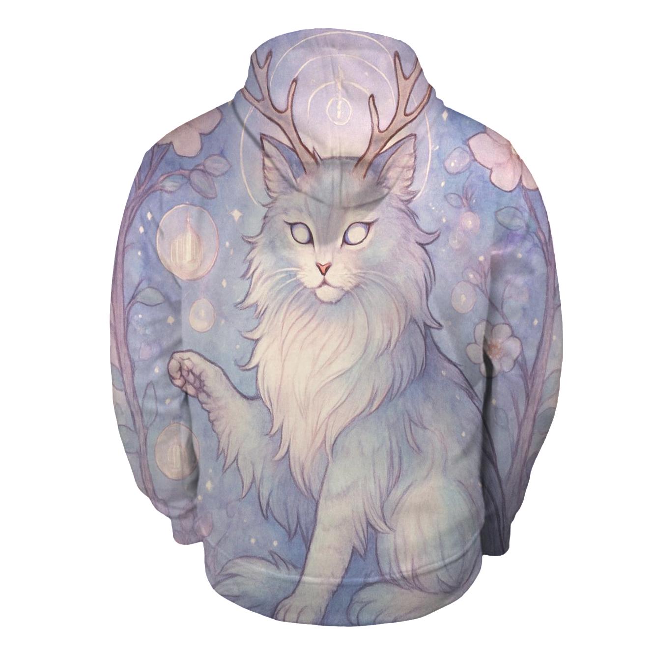 Moonlit Orchard Guardian Cat printed hoodies