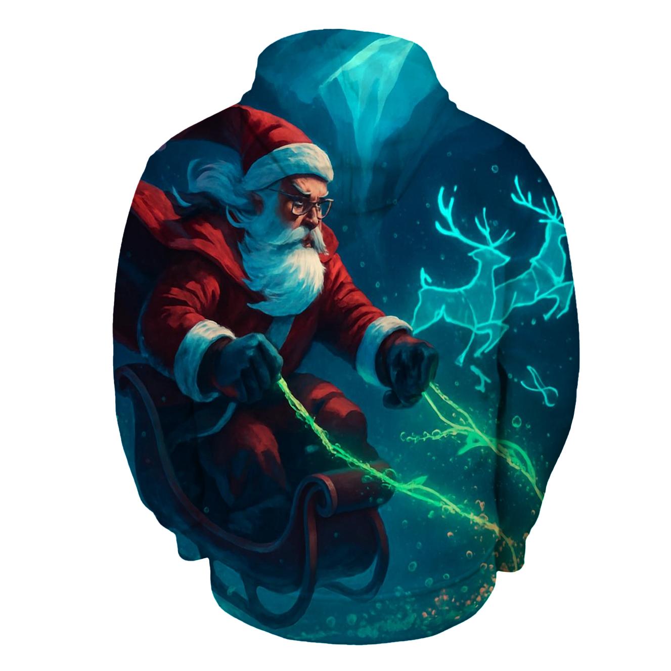 Midnight Reef Sleigh Santa hoodie styles