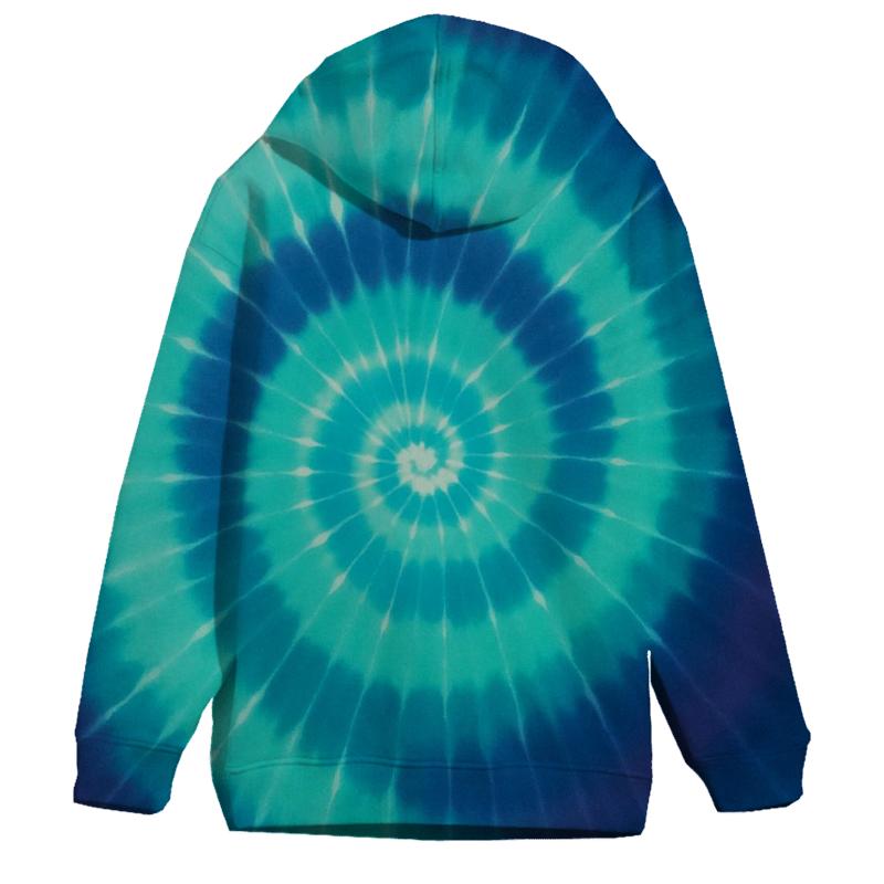 Aurora Spiral Overdye Vortex printed hoodies