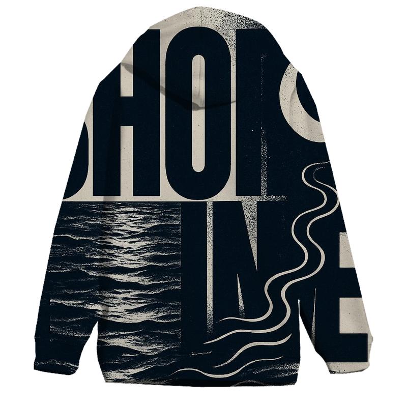 Lunar Tide Typography Wave lightweight hoodies