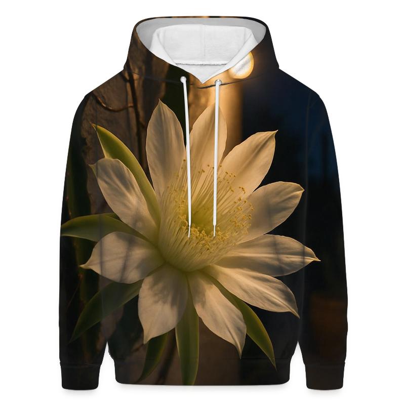 Night Blooming Cereus Opening On A Desert Patio custom hoodies