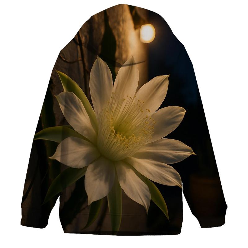 Night Blooming Cereus Opening On A Desert Patio custom hoodies