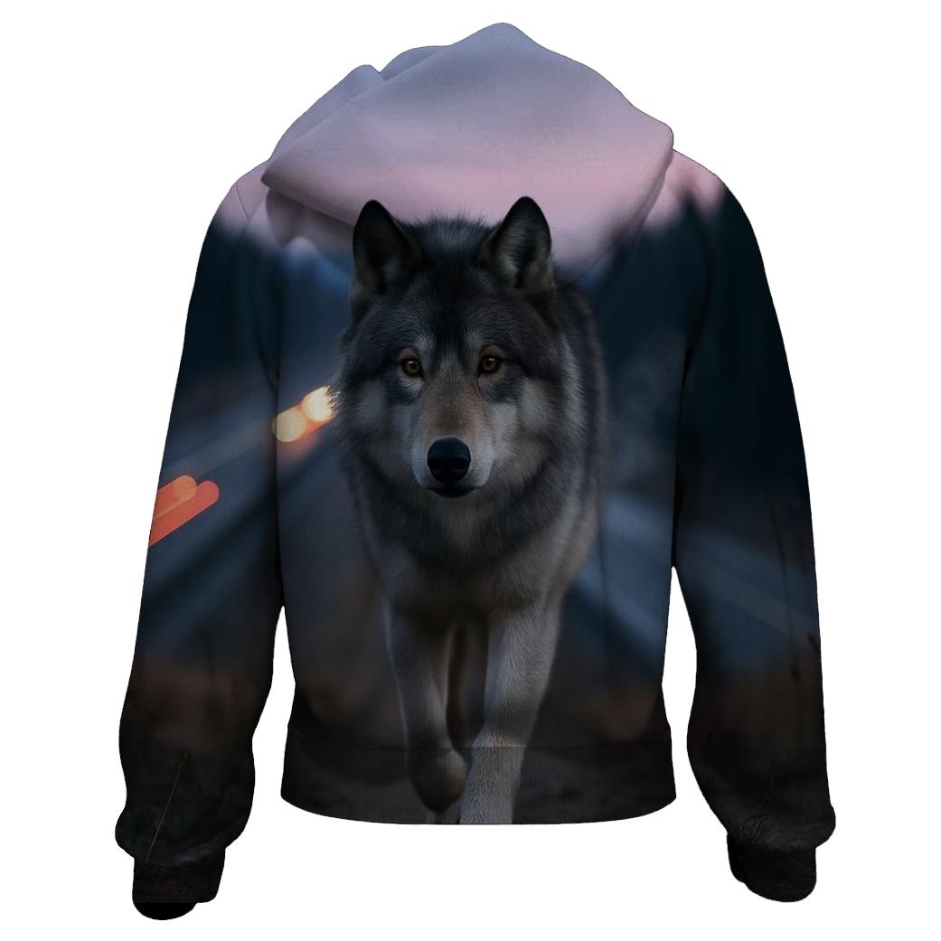 Wolf On The Wildlife Overpass At Banff zip-up hoodies