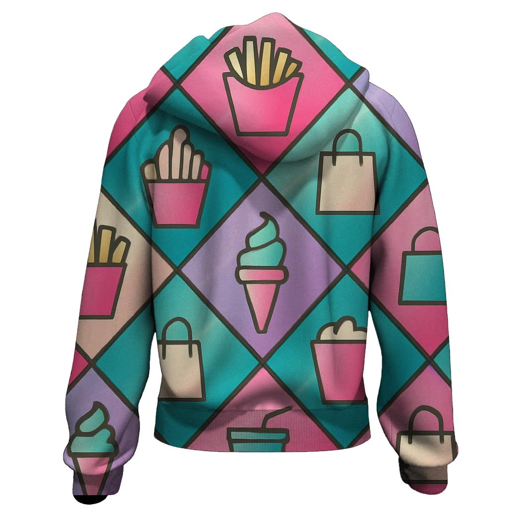 Mall Food Court Neon Tiles lightweight hoodies