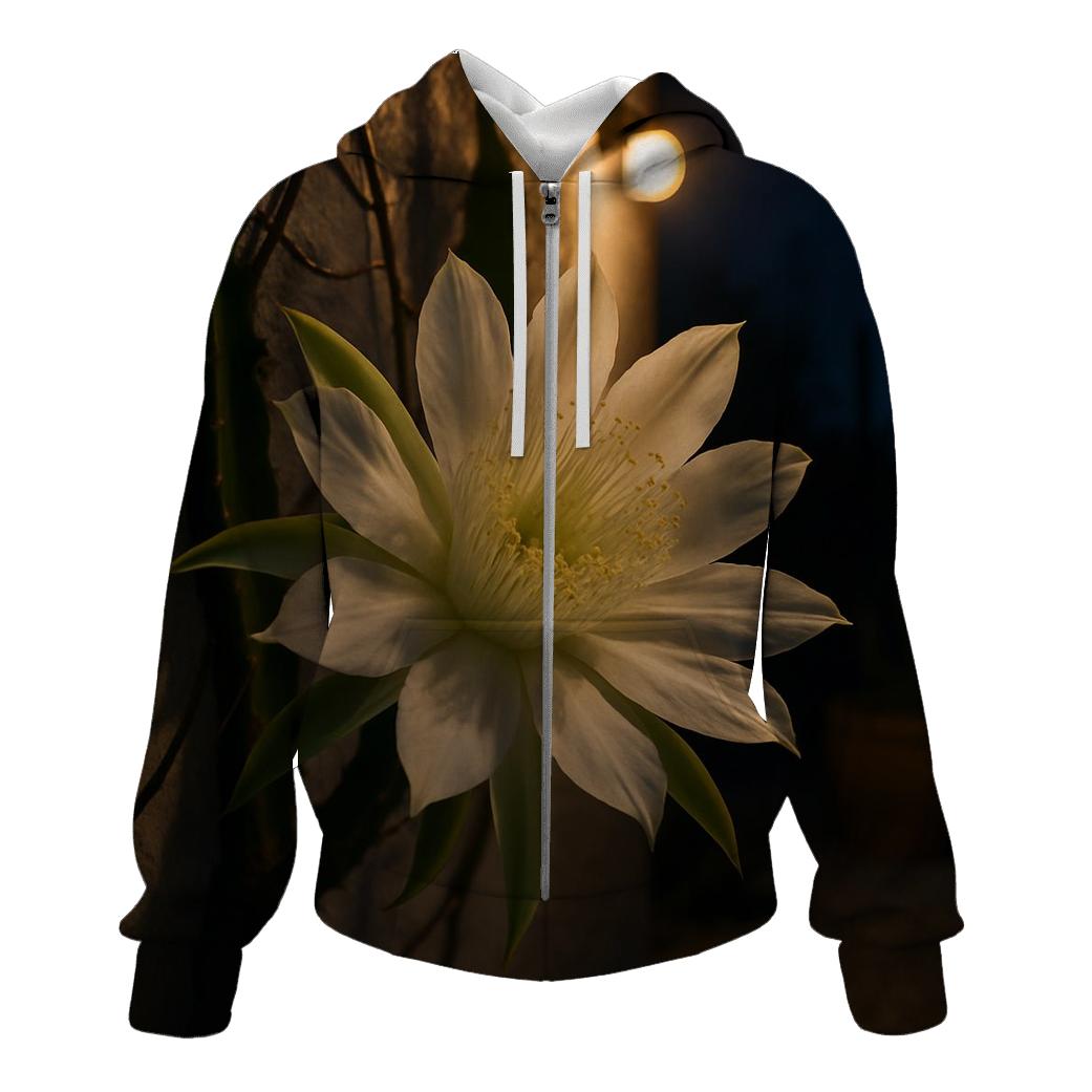 Night Blooming Cereus Opening On A Desert Patio graphic hoodies
