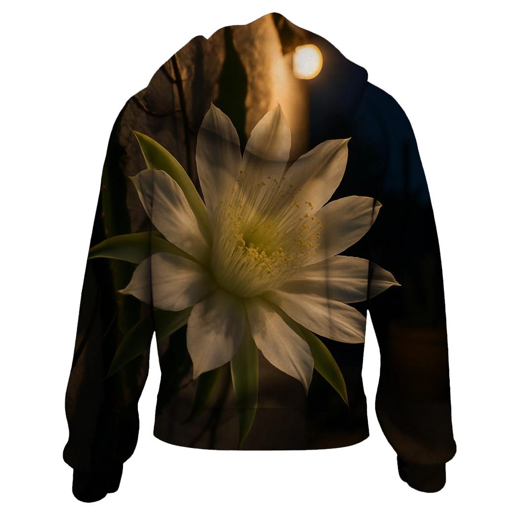 Night Blooming Cereus Opening On A Desert Patio graphic hoodies
