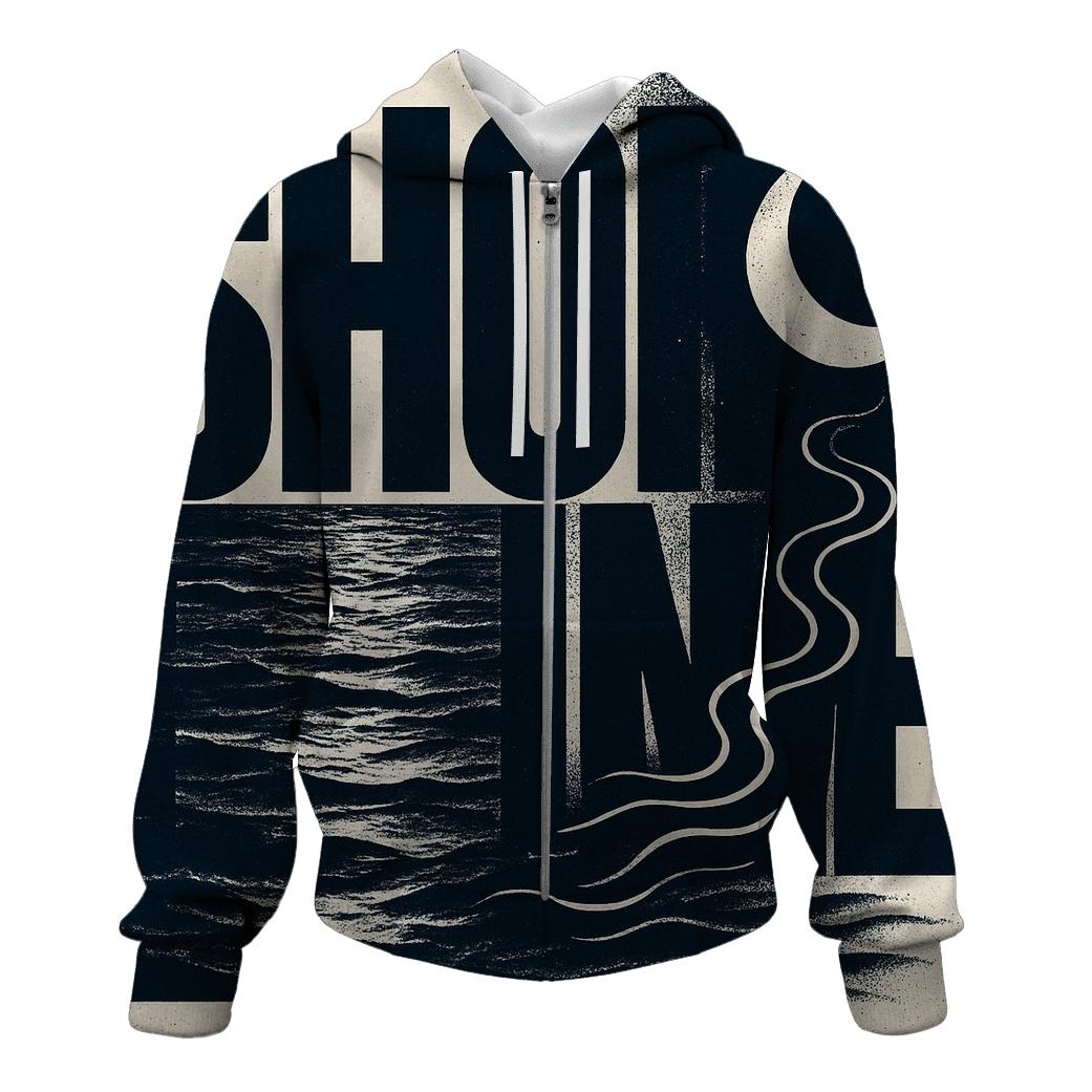Lunar Tide Typography Wave premium hoodies