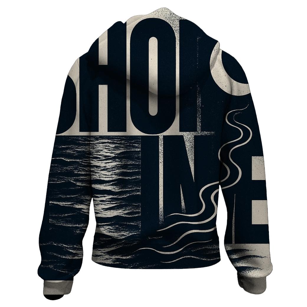 Lunar Tide Typography Wave premium hoodies