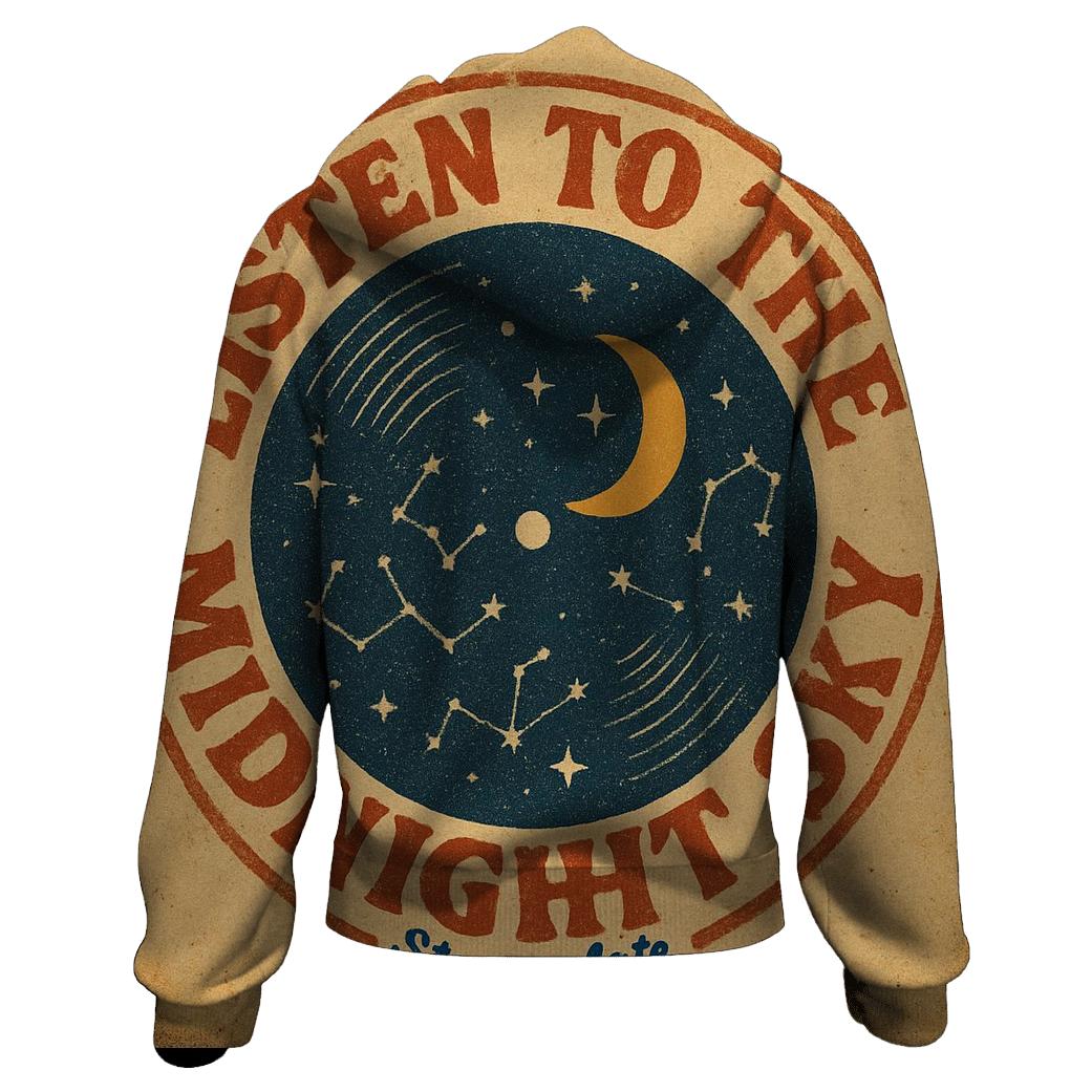 Distressed Seventies Stargazer Record Shop Badge graphic hoodies