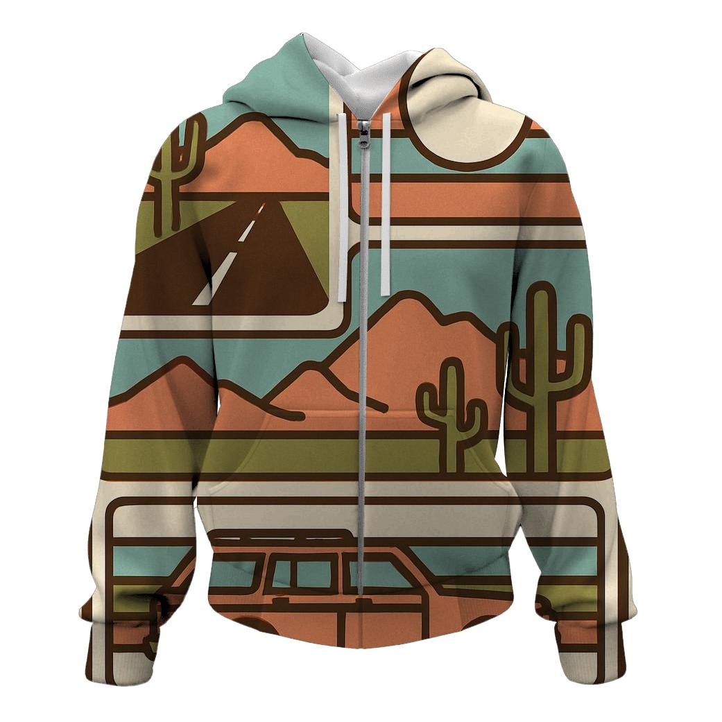 Seventies Road Trip Postcard Panels graphic hoodies