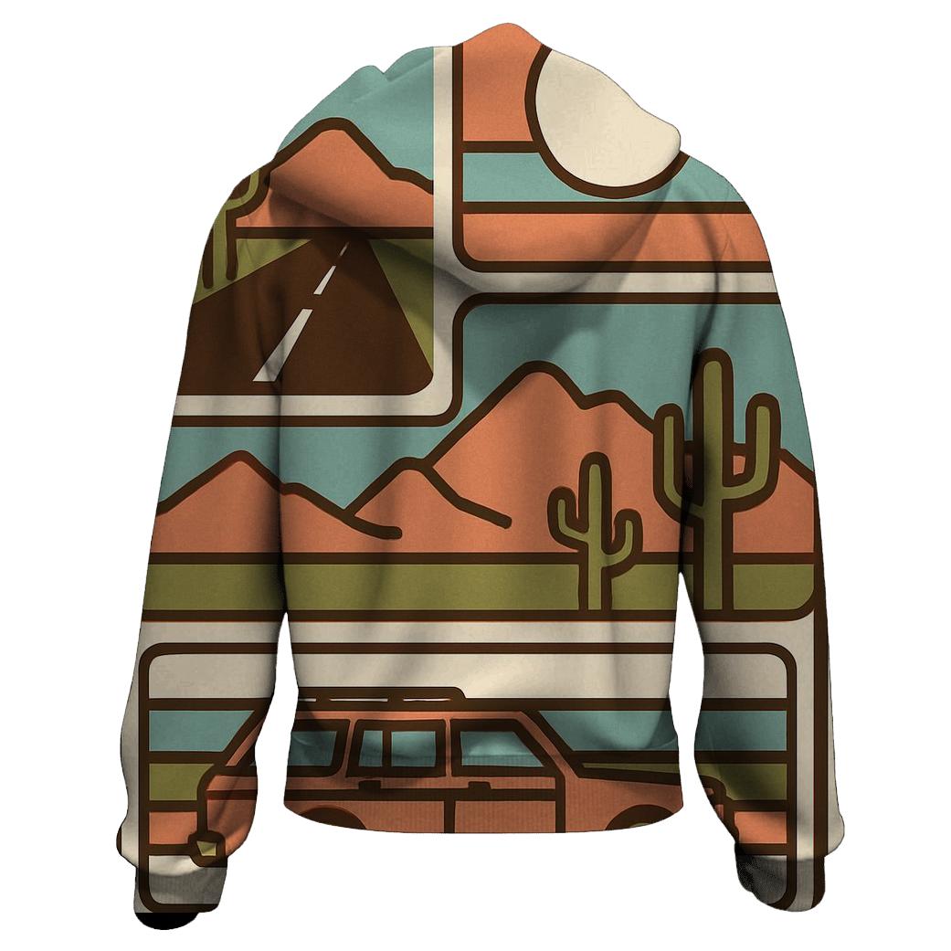 Seventies Road Trip Postcard Panels graphic hoodies