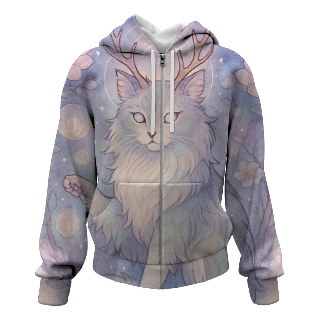 Moonlit Orchard Guardian Cat embroidered hoodies
