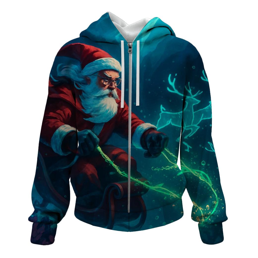 Midnight Reef Sleigh Santa pullover hoodies
