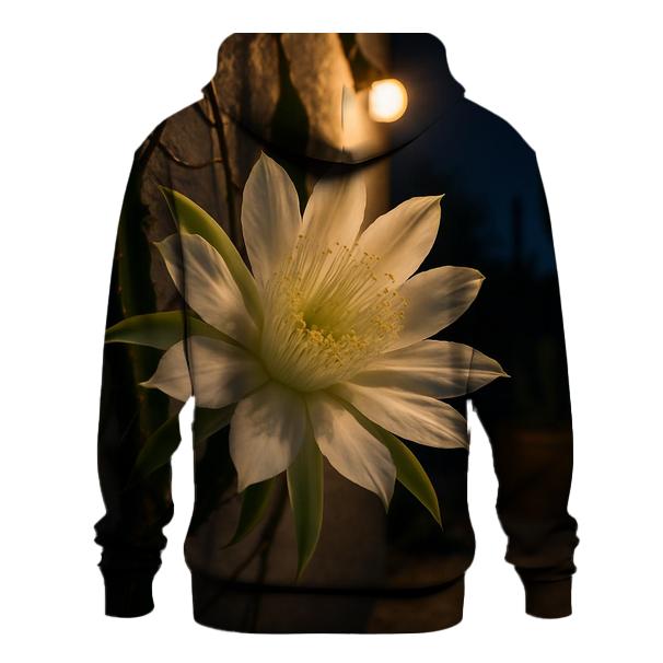 Night Blooming Cereus Opening On A Desert Patio heavyweight hoodies