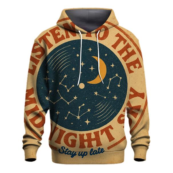 Distressed Seventies Stargazer Record Shop Badge printed hoodies
